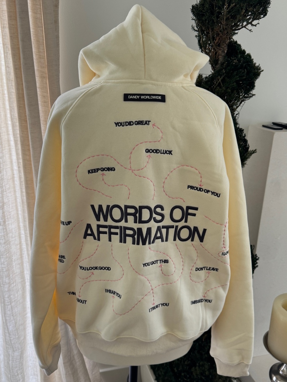 Beautifully Embroidered Words of Affirmation Hoodie - Size L